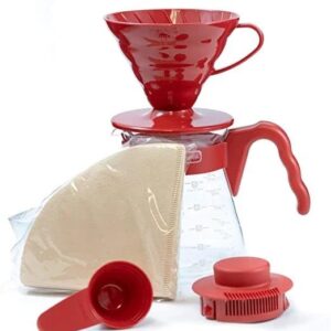 Juego dripper Hario V60-VD-02 rojo con Jarra VCS-02, 700ml