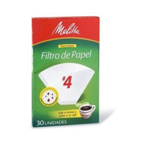 Filtros de papel Melitta cónicos blancos No. 4. Caja x 30 unidades